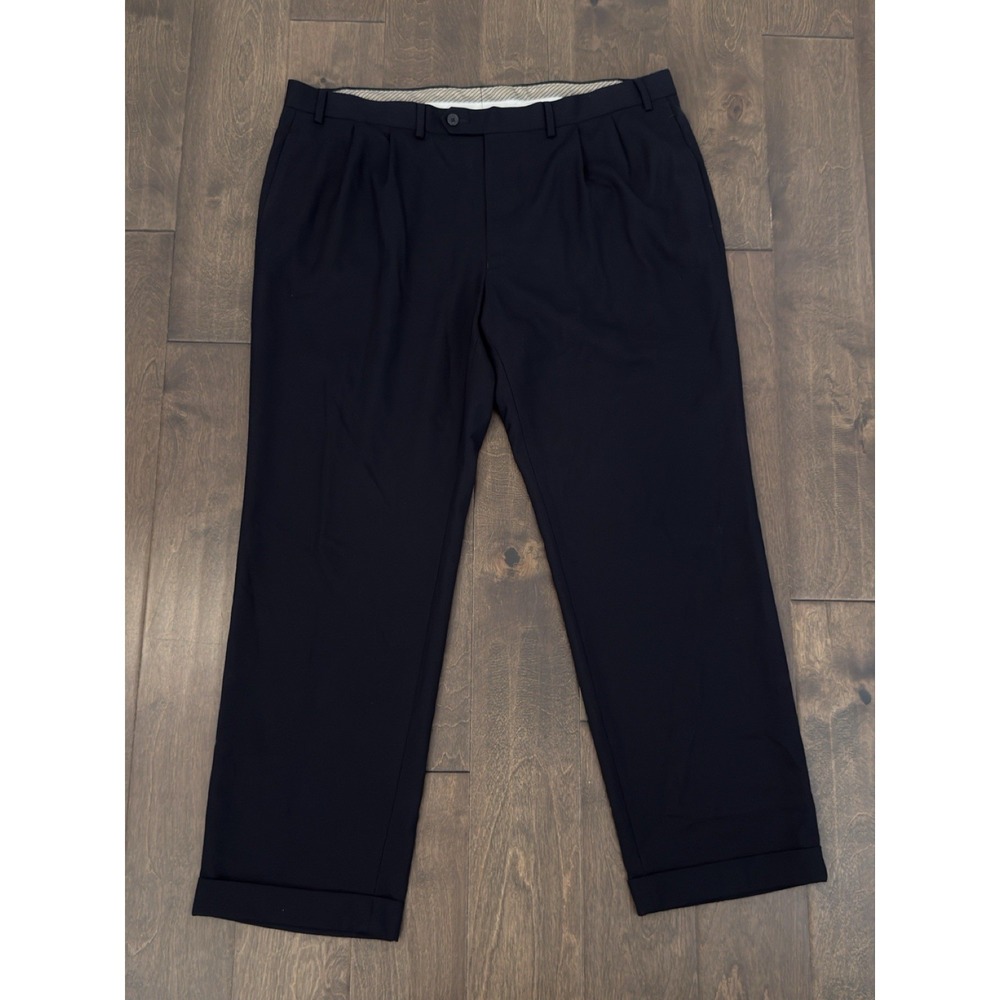 Ralph Lauren Pleated Navy Blue Comfort Dress Pants Trouser Men Size 40X30 Pocket